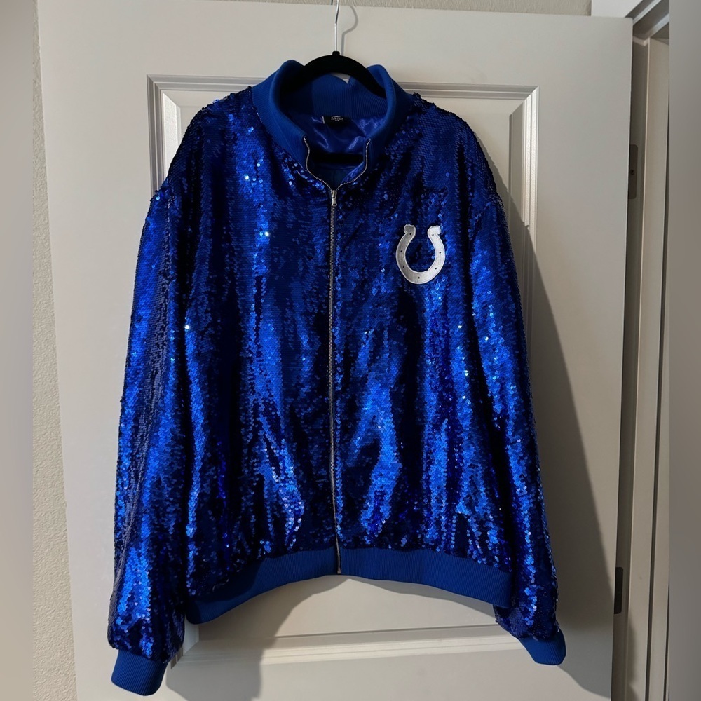 NFL Team Apparel Indianapolis Colts Sequin Full Zip Jack Blue Womens Plus 5X EUC - Picture 5 of 7